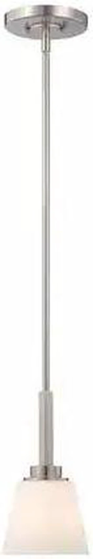 NUVO 60-5457 Mobili 1 Light Mini Pendant Satin White Glass Brushed Nickel NUVO 60-5457 Mobili 1 Light Mini Pendant Satin White Glass Brushed Nickel