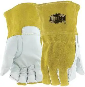 IRONCAT 6143/XL Welding Gloves, Gauntlet Cuff, Reinforced Thumb, A Cowhide, XL,