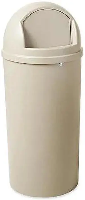 RUBBERMAID FG816088BEIG 15 gal. Plastic Round Trash Can, Beige