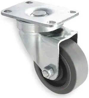 ZORO SELECT 1UHY2 Swivel Plate Caster,Rubber,3 in.,200 lb.