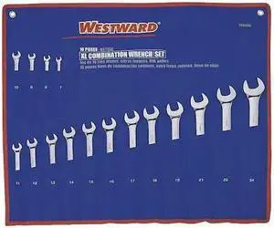 WESTWARD 3XU43 Combo Wrench Set,1/4-1-1/8 in, 7-24 mm, 32-Piece