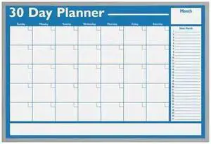 MAGNA VISUAL WO-01 24"x36" Melamine Calendar Planning Board, White/Blue