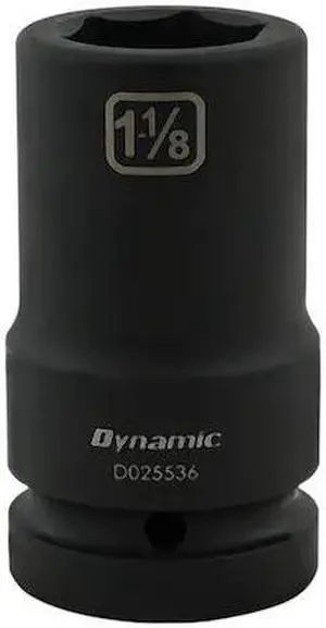 DYNAMIC D025536 1" Drive Deep Socket, Black Phosphate, Tools 1-1/8" X 1" Drive,