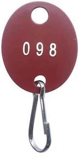 ZORO SELECT 33J886 Key Tag Numbered 1 to 40,Red,PK40