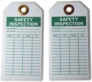 ZORO SELECT 5KR79 Tag, Safety, Polyester, 3 in H x 5 3/4 in W, White,