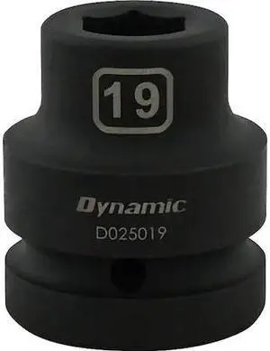 DYNAMIC D025019 1" Drive Standard Socket, Black Phosphate, Tools 19MM X 1"