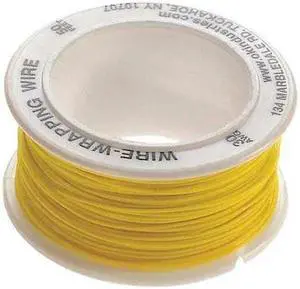 OK INDUSTRIES R-30Y-0050 Spooled Wrapping Wire, 30 AWG, Yellow, Kynar(R), 50 ft