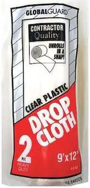 PREMIER 699 Drop Cloth,Clear,Plastic,9x12 ft.,PK12