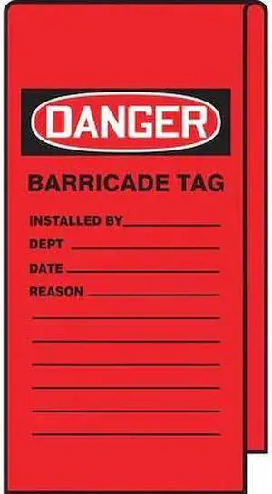 ACCUFORM TAT116 Wrap 'n Stick™ Tags,Danger Barricade,12x3-1/8in,Vinyl,25/PK