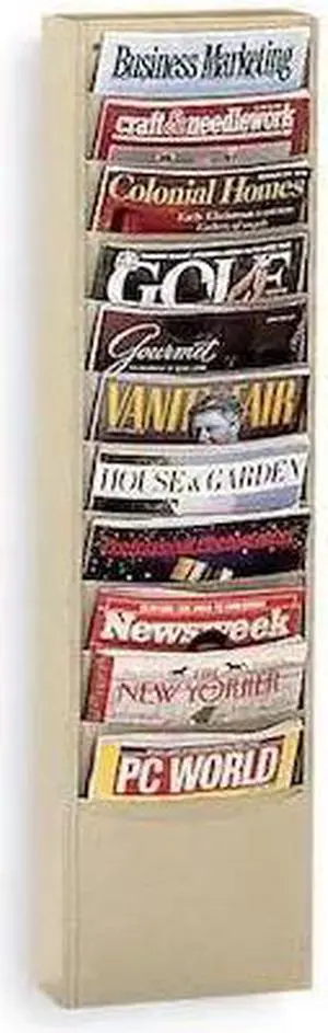 DURHAM MFG 405-75 Literature Rack 11 Compartments, 13-1/8"W x 4"D Tan