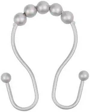 KENNEY MFG KN67124 Rust-Proof Beaded Roller Double Shower Hooks, Set of 12,