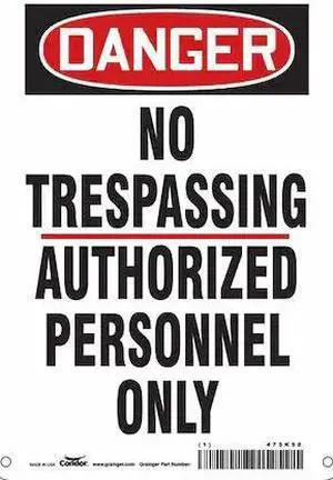 CONDOR 473K50 Safety Sign, 10 in Height, 7 in Width, Aluminum, Horizontal