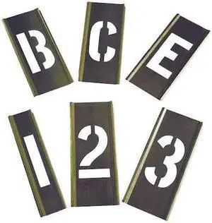 ZORO SELECT 6A231 Interlocking Stencil,Numb&Letters,Brass
