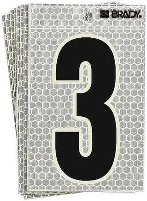 BRADY 3020-3 Ultra Reflective Numbers,3,6 In. H,PK10