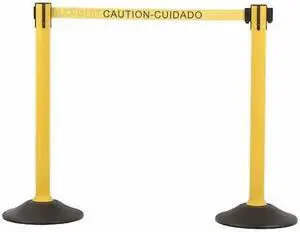 US WEIGHT U2055CAU Barrier Post with Belt,HDPE,Yellow,PR
