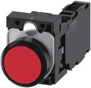SIEMENS 3SU1100-0AB20-1FA0 Push Button,22mm,Red,Plastic Bezel