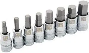 DYNAMIC D018018 Tools 1/2" Drive 8 Piece Standard SAE, Hex Socket Set, 1/4" -