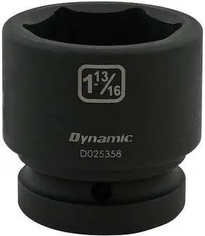 DYNAMIC D025358 1" Drive Standard Socket, Black Phosphate, Tools 1-13/16" X 1"