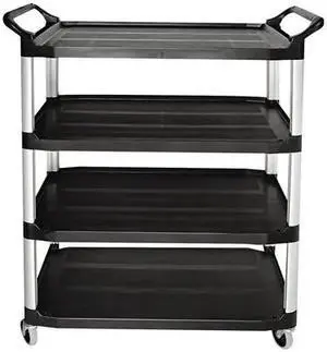 RUBBERMAID COMMERCIAL RUB442BL Rubbermaid Black Service Cart, 41" x 20" x 51",