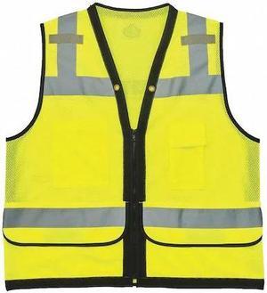 ERGODYNE 8253HDZ Orange Mesh Surveyors Vest,Lime,4XL/5XL