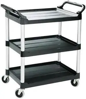 RUBBERMAID COMMERCIAL RUB440BL Rubbermaid Service Cart, 34" x 19" x 38", Black,
