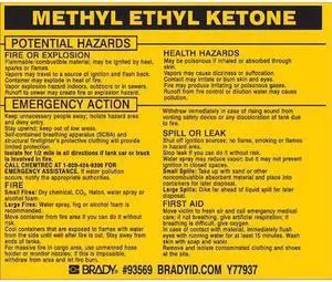 BRADY 93569 Chemical Label,3-3/4inHx4-1/2inW,PK25