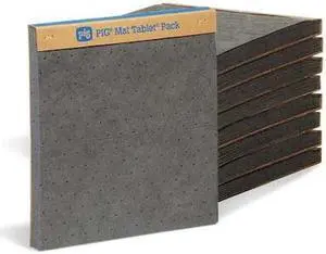 PIG MAT124 Sorbent Pad, 13 gal, 14 in x 15 in, Universal, Gray, Polypropylene