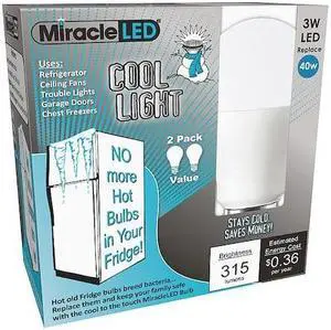 MIRACLE LED 602183 3 W, Compact LED Bulb, White, A15, 6500K Temp. Frosted,