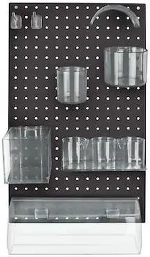AZAR DISPLAYS 900940-BLK 10-Piece Black Pegboard Organizer Kit with 1 Panel and