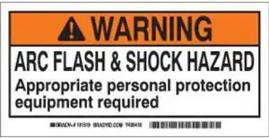 BRADY 101519 Arc Flash Protection Label,2 In. H,PK10