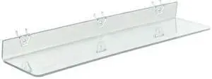 AZAR DISPLAYS 556010 24"W x 4"D Clear Acrylic Shelf for Pegboard and Slatwall,