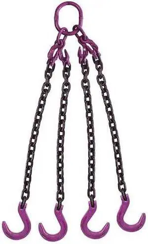 US CARGO CONTROL 38G100QOFA-5 3/8" x 5' - Adjustable 4 Leg Chain Sling w/