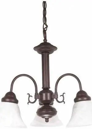NUVO 60-184 Ballerina 3-Light 20 in. Chandelier with Alabaster Glass Bell Shades