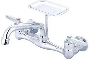 CENTRAL BRASS 0048-SLE0 Two Handle Wallmount Kitchen Faucet, NPT, Wallmount,