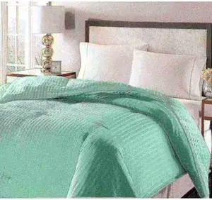 BLUE RIDGE 011834 350 Thread Count Down Fiber Damask Stripe Comforter, Aqua,