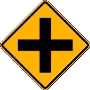 LYLE W2-1-24HA Traffic Sign,24 x 24In,BK/YEL,SYM,MUTCD