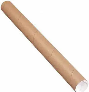 PARTNERS BRAND P2072K Mailing Tubes with Caps, 2" x 72", Kraft, PK50