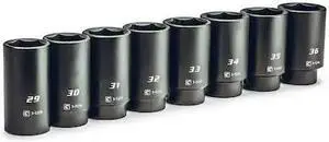 CAPRI TOOLS CP55000-8JMD 1/2 in. Drive Jumbo Deep Impact Socket Set, 29 to 36