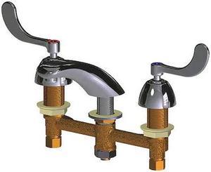 CHICAGO FAUCET 404-E74-317ABCP Manual Low Arc Bathroom Faucet, 8" Mount, 3