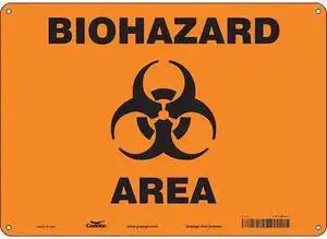 CONDOR 447W43 Biohazard Sign, 10 in H, 14 in W, Horizontal Rectangle, English,