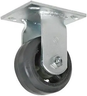 ZORO SELECT 1NWJ5 Rigid Plate Caster,Rubber,6 in.,410 lb.