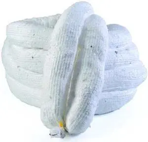 BRADY SPC5510 Sorbent Boom, 32 gal, 5 in x 10 ft, Oil, White, 2 PK