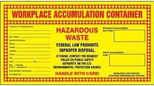 ACCUFORM MHZW22PSP Hazardous Waste Label,6-1/2 In. H,PK25
