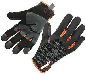PROFLEX BY ERGODYNE 810 Mechanics Gloves, AX Suede Palm, S, Black/Gray