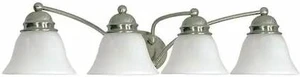 NUVO 60-343 Empire 4 Light 29 in. Vanity Alabaster Glass Bell Shades Bru NUVO 60-343 Empire 4 Light 29 in. Vanity Alabaster Glass Bell Shades Bru
