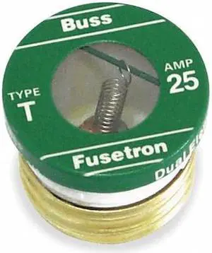 EATON BUSSMANN T-8 Plug Fuse, Time-Delay, 8A, 125V AC, Indicating, 10kA at 125V