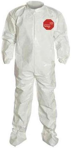DUPONT SL121BWHLG001200 Chemical Resistant Coverall, Collared, L, Tychem(R)