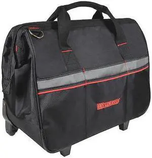 WESTWARD 32PJ39 Tool Bag, Black, Polyester, 21 Pockets
