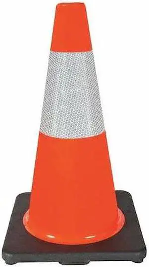 ZORO SELECT 6FHC2 Traffic Cone, 18In, Orange, Outside Dia.: 8 in
