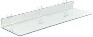 AZAR DISPLAYS 556009 24"W x 6"D Clear Acrylic Shelf for Pegboard and Slatwall,